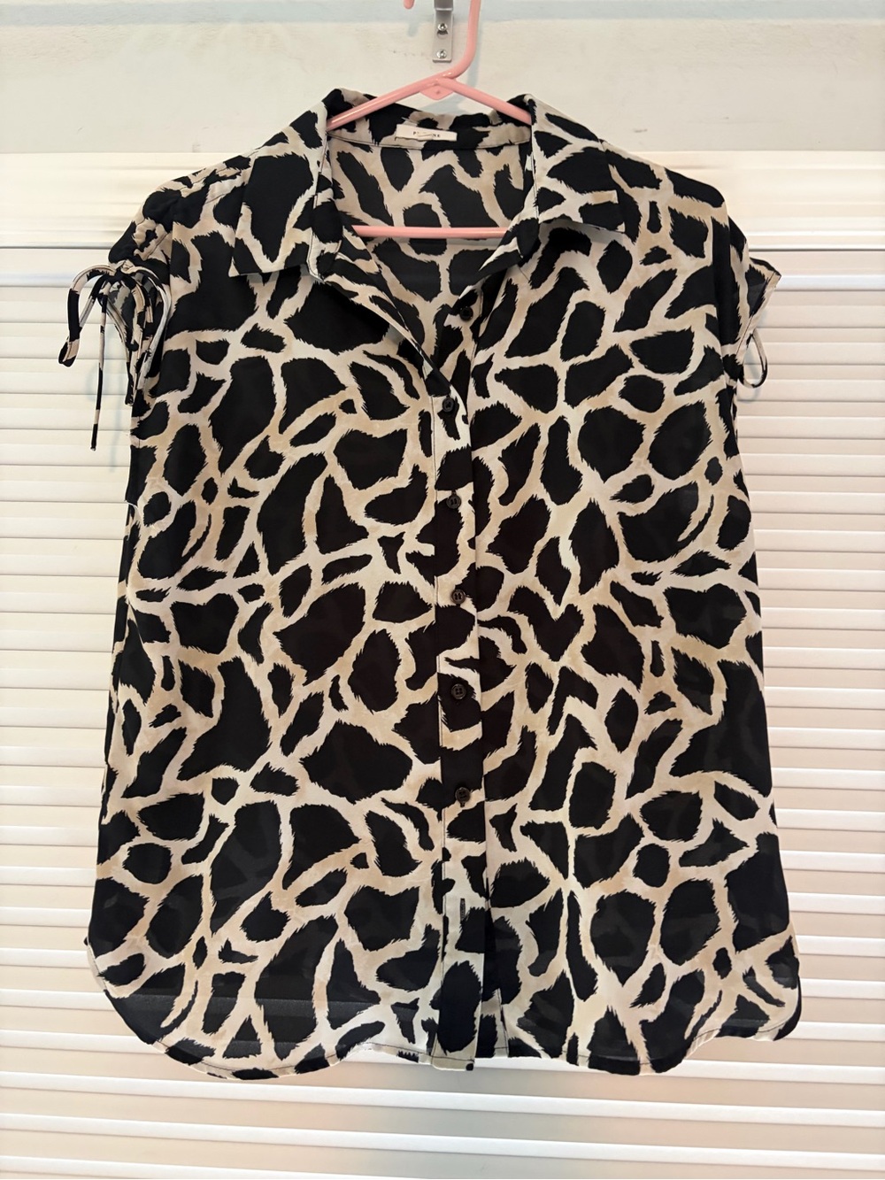 Women's Black and White Animal-Print Button-Down Shirt